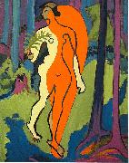 Ernst Ludwig Kirchner Nude in orange and yellow Sweden oil painting artist